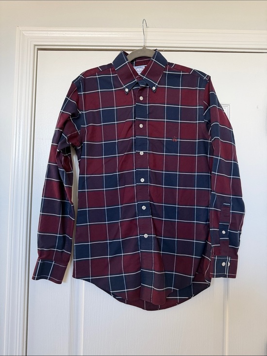 Brooks Brothers Other - Brooks Brothers Burgundy and Navy Windowpane Button-Down Shirt